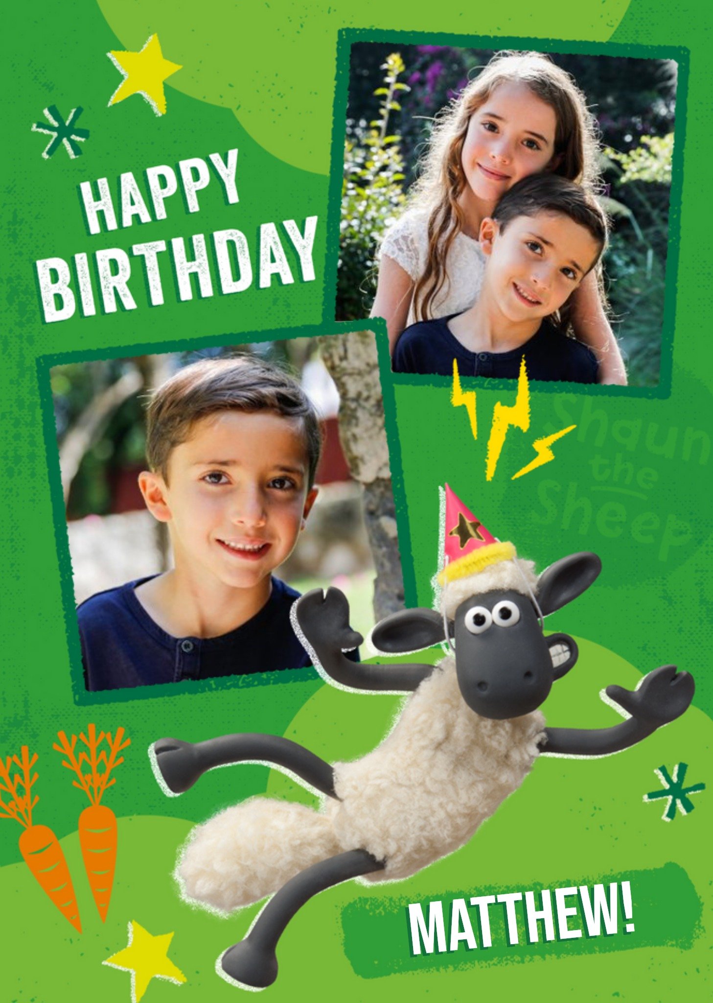 Moonpig Shaun The Sheep Photo Upload Birthday Card, Large