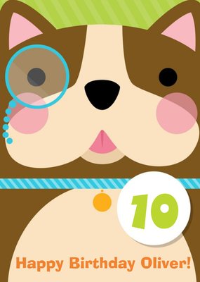 Cartoon Dog Personalised Kids Birthday Card
