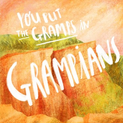 Rachel Gyan Illustrated Grampians Mountain Gramps Pun Card