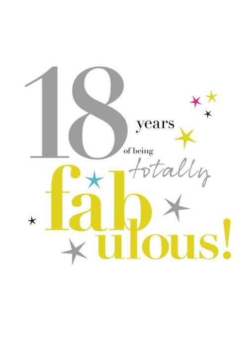 Modern Typographic Design Age 18 Years Of Being Totally Fabulous Card