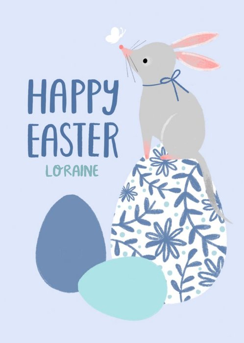 Cute iIlustration Of A Bilby Perched On An Easter Egg Happy Easter Card