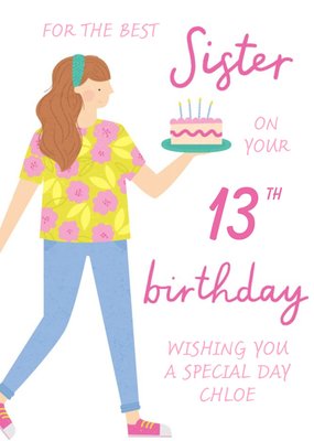 Best Sister 13th Birthday Cake Card