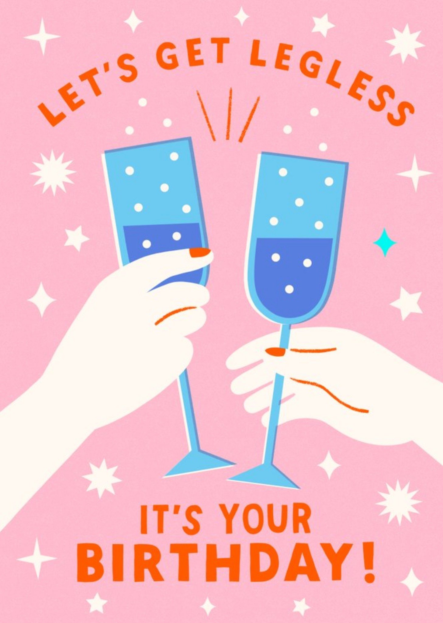 Moonpig Lisa Koesterke Illustrated Champagne Glasses Birthday Card, Large