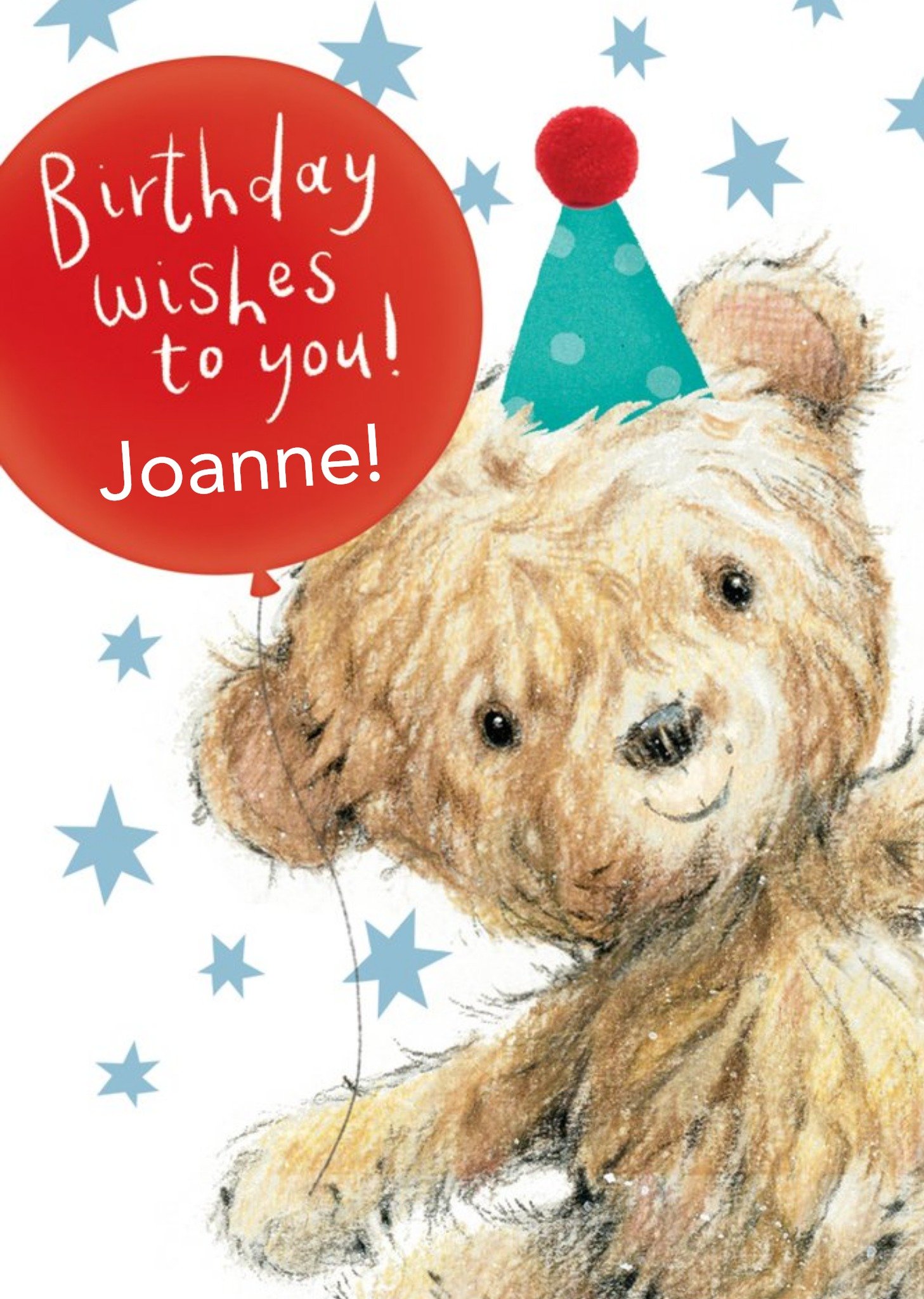 Cute Illustrated Teddy Bear Personalised Birthday Card Ecard