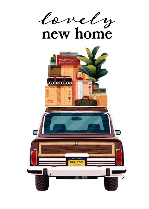Illustrated Car Carrying Lots of Luggage Lovely New Home