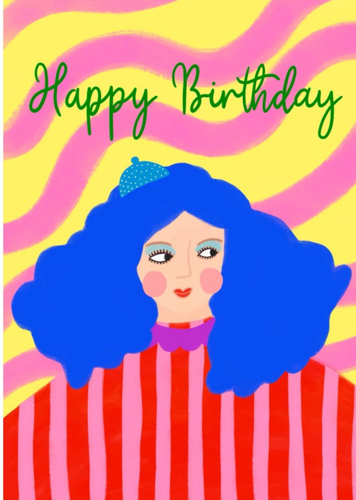 Moonpig Colourful Patterent Illustrated Woman Birthday Card Ecard