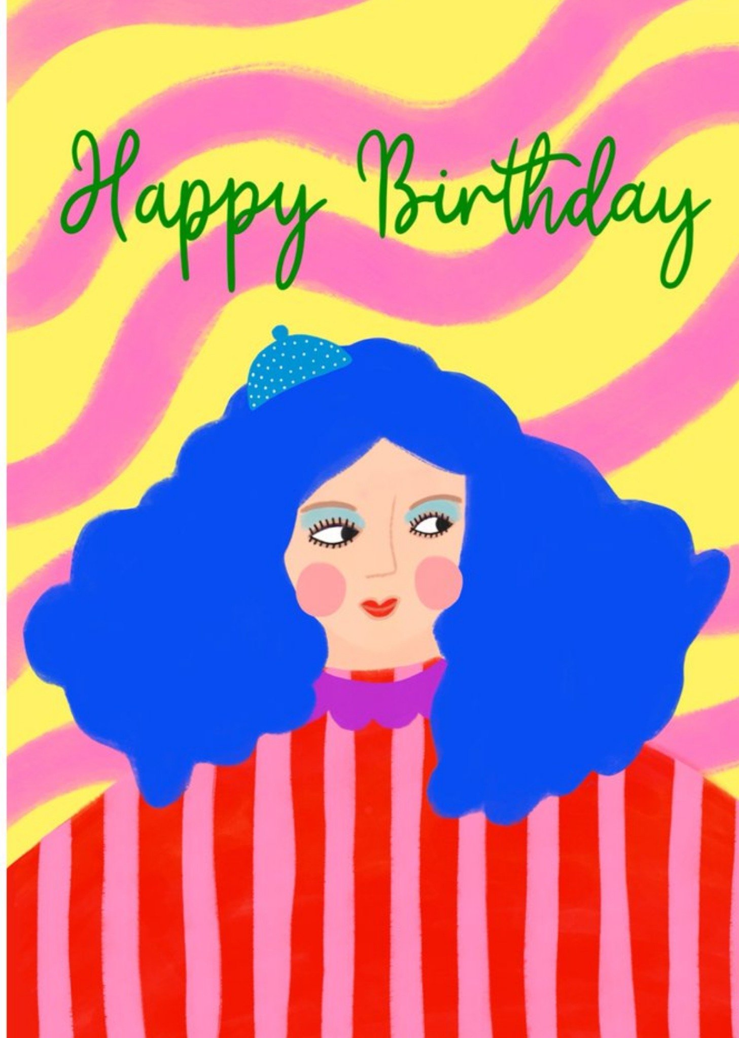 Colourful Patterent Illustrated Woman Birthday Card Ecard