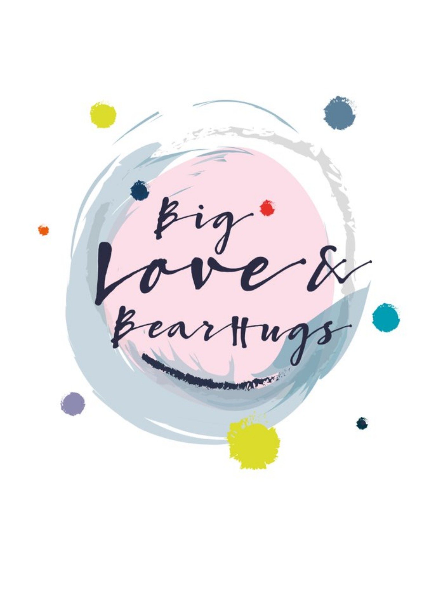 Modern Watercolour Paint Effect Big Love And Bear Hugs Thinking Of You Card Ecard