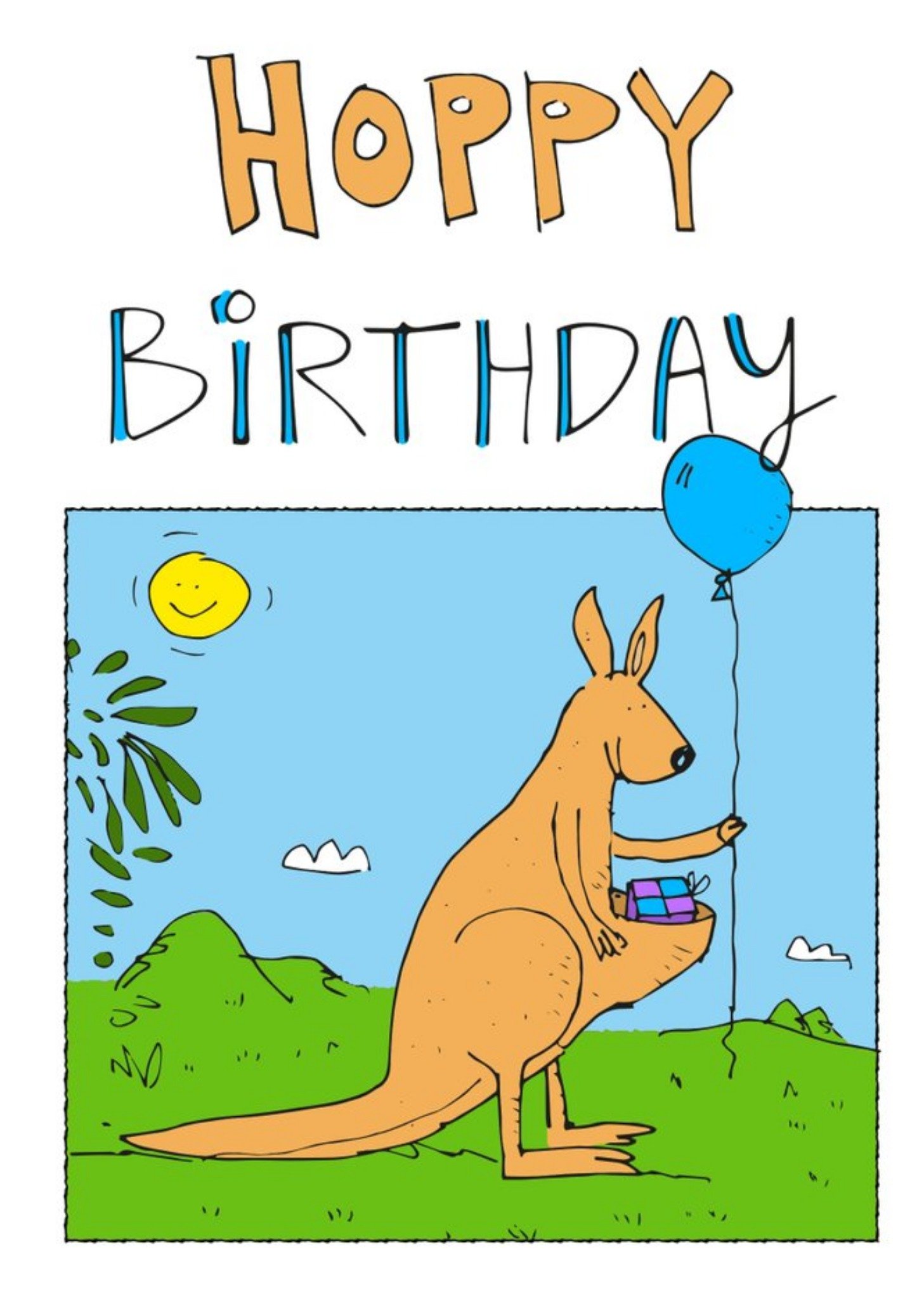 Felt Studios Aussie Kangaroo Birthday Card Ecard