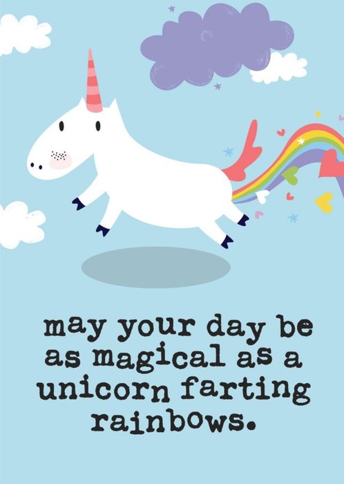 Mrs Best unicorn farting rainbows Card