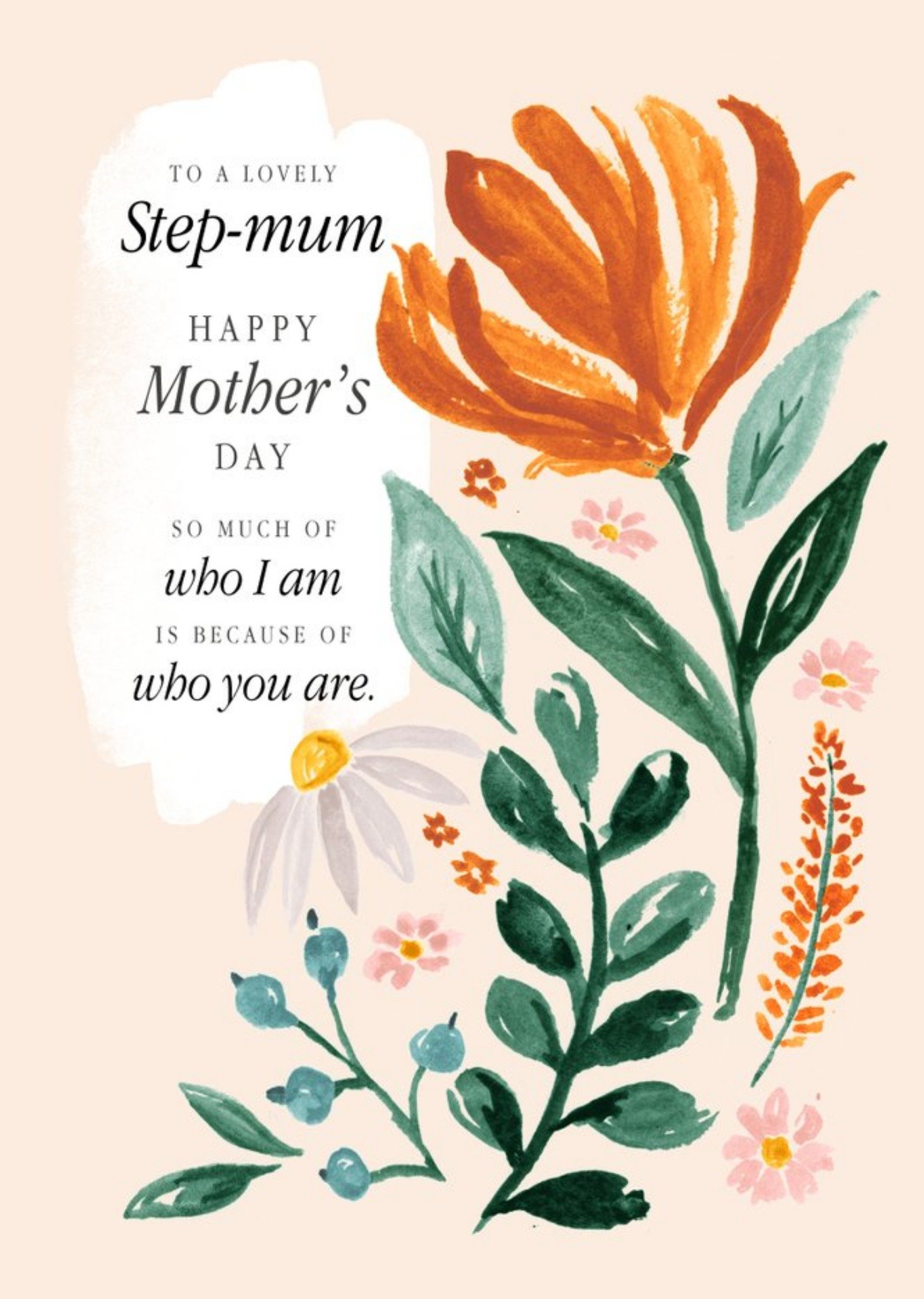 Watercolour Illustration Of Flowers Step-Mother's Day Card Ecard