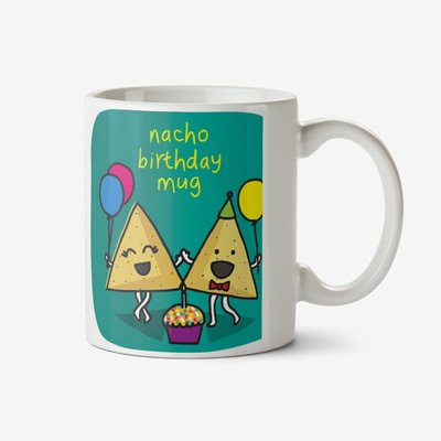 Cute Illustration Of Two Nachos Holding Balloons. Nacho Birthday Mug