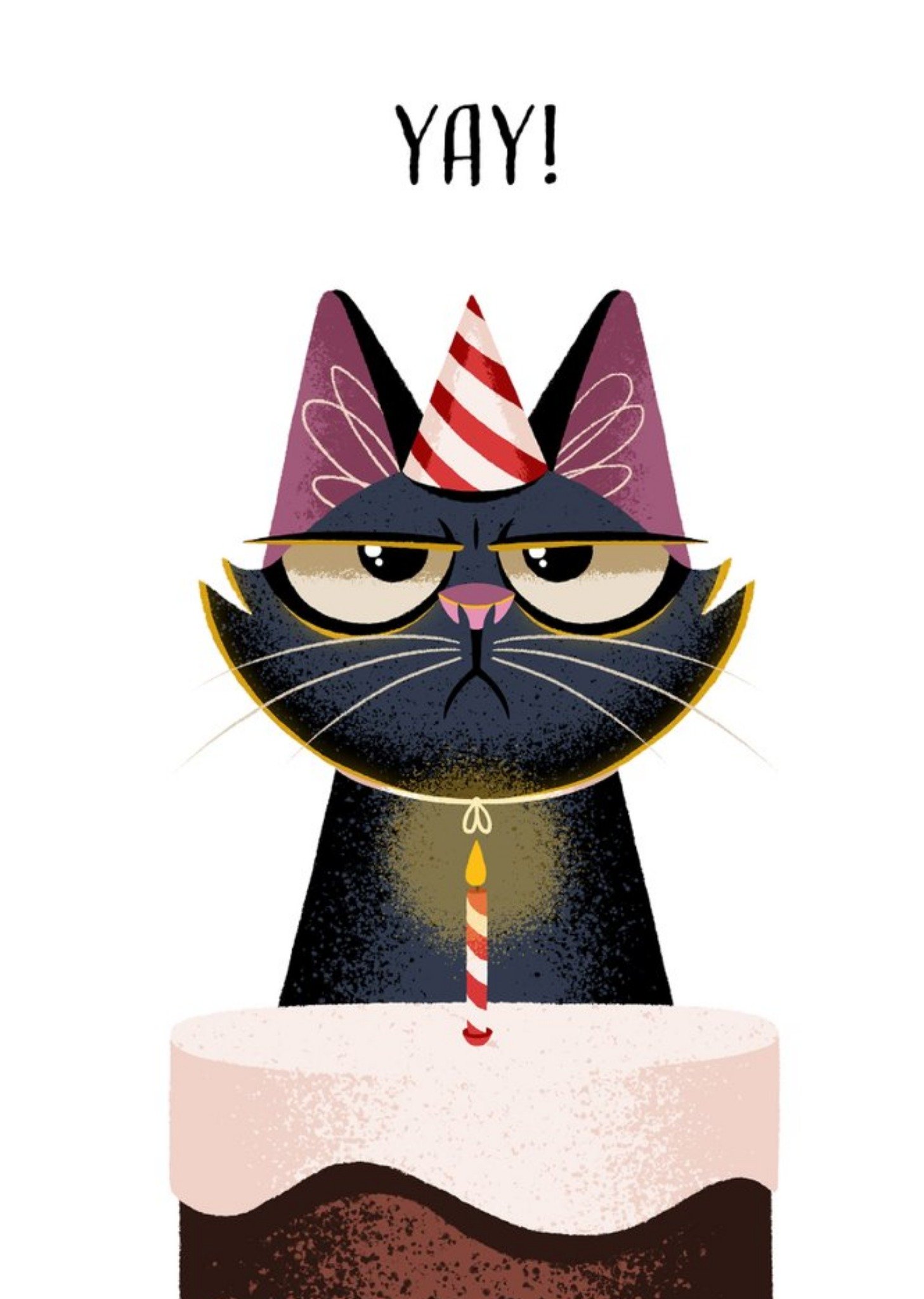 Moonpig Folio Cat Yay Cake Birthday Card Ecard