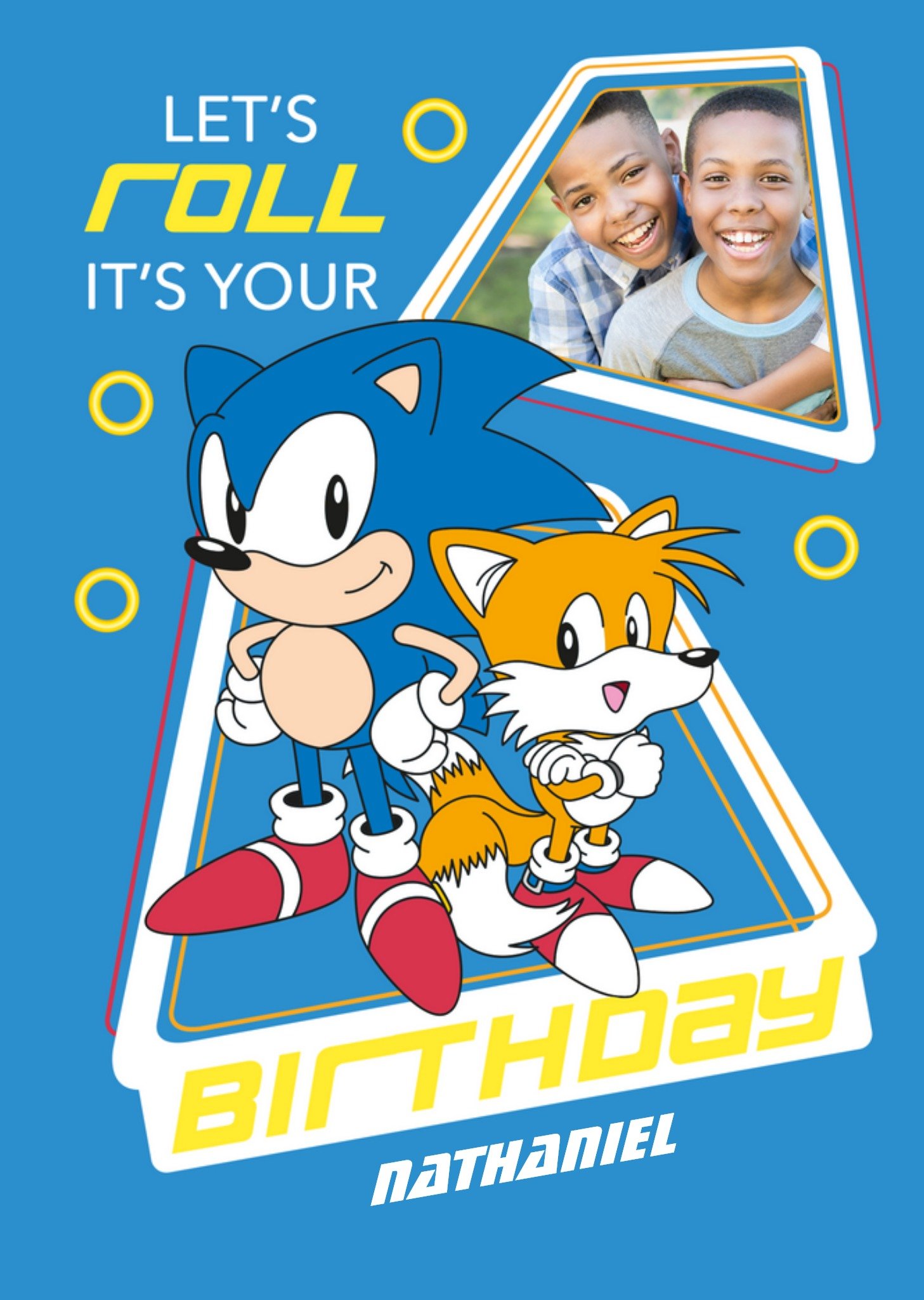 Sega Sonic Lets Roll Its Your Birthday Photo Upload Card, Large