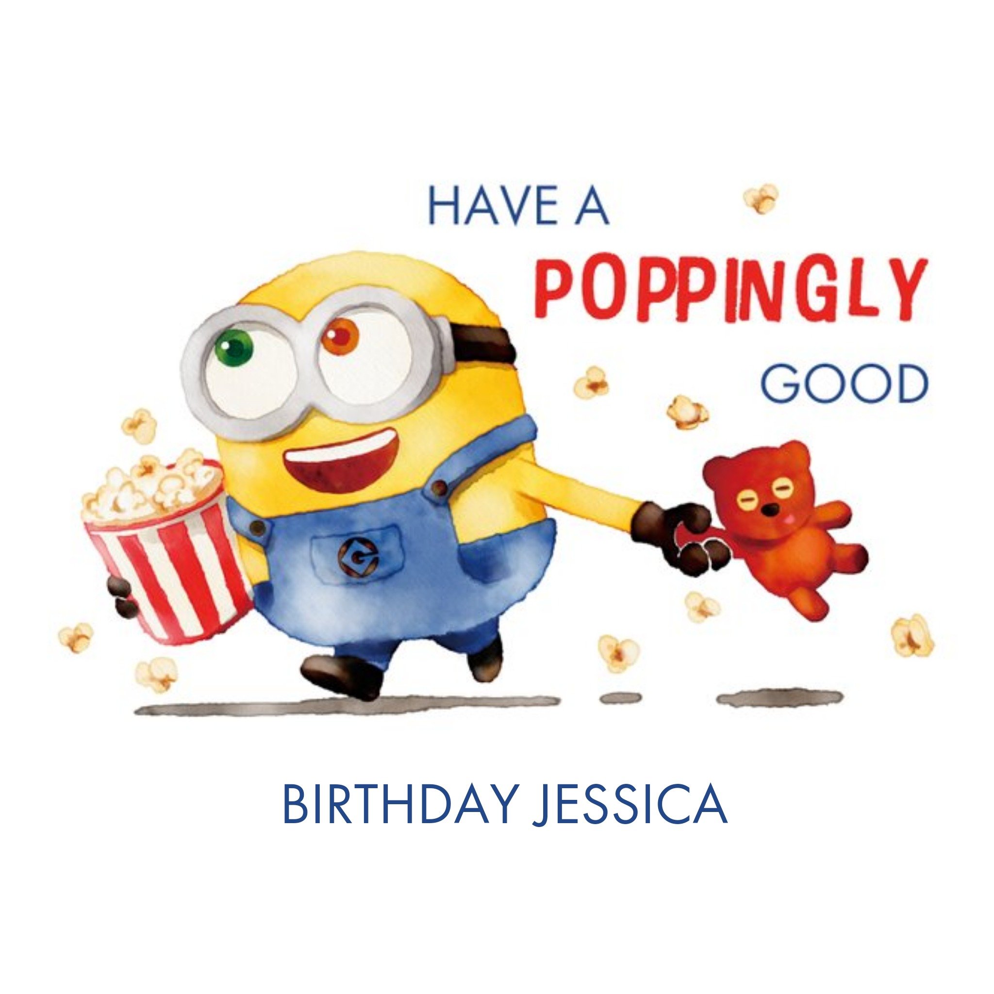 Despicable Me Minions Popcorn Birthday Card, Square