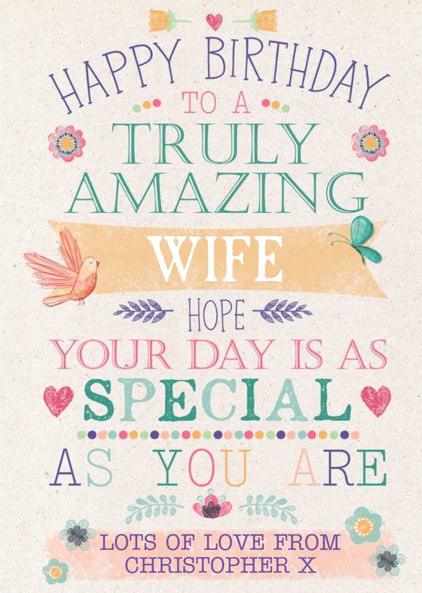 Happy Birthday Card - Truly Amazing Wife Ecard