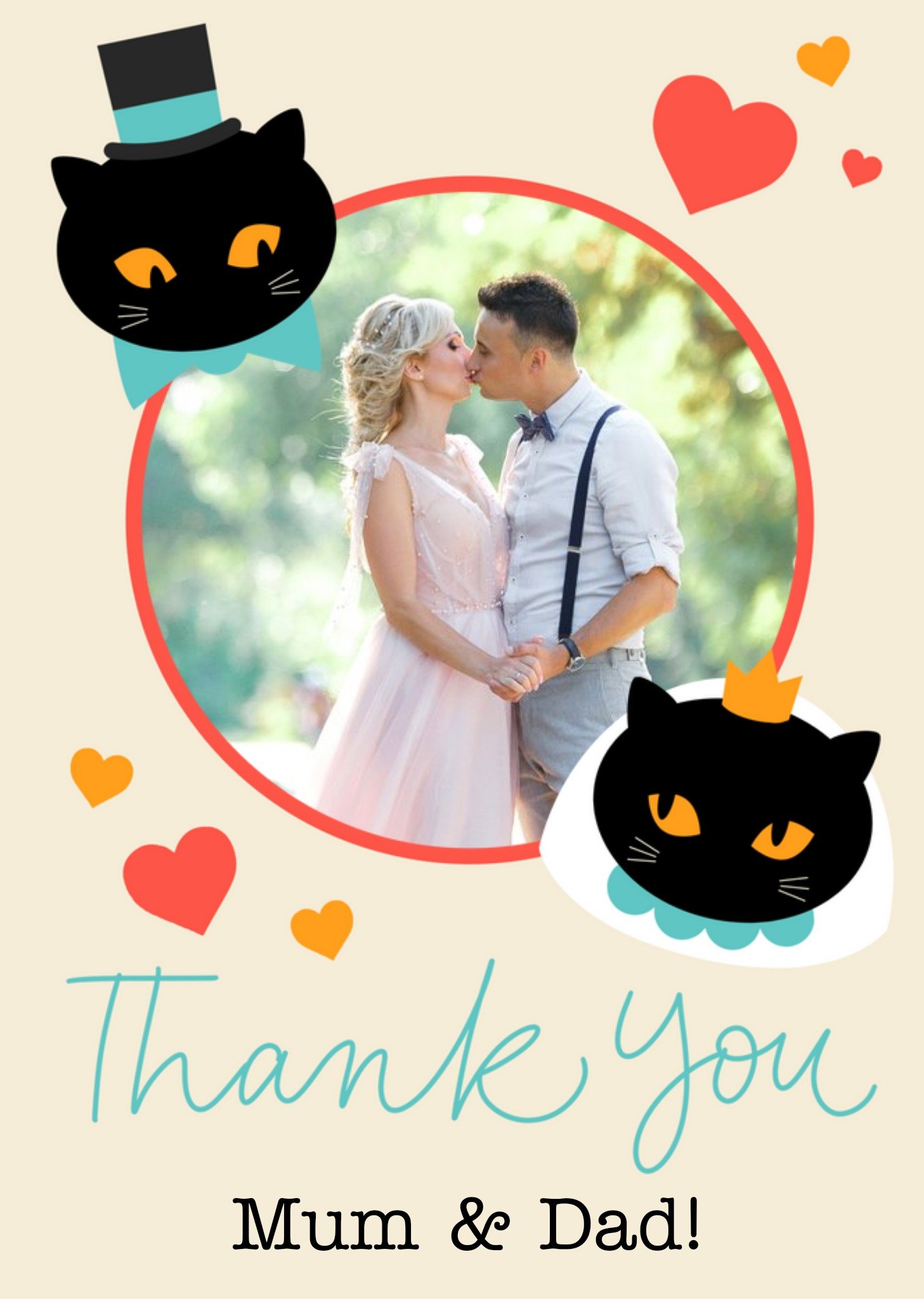 Scatterbrain Illustrated Cats Wedding Thank You Photo Upload Card Ecard