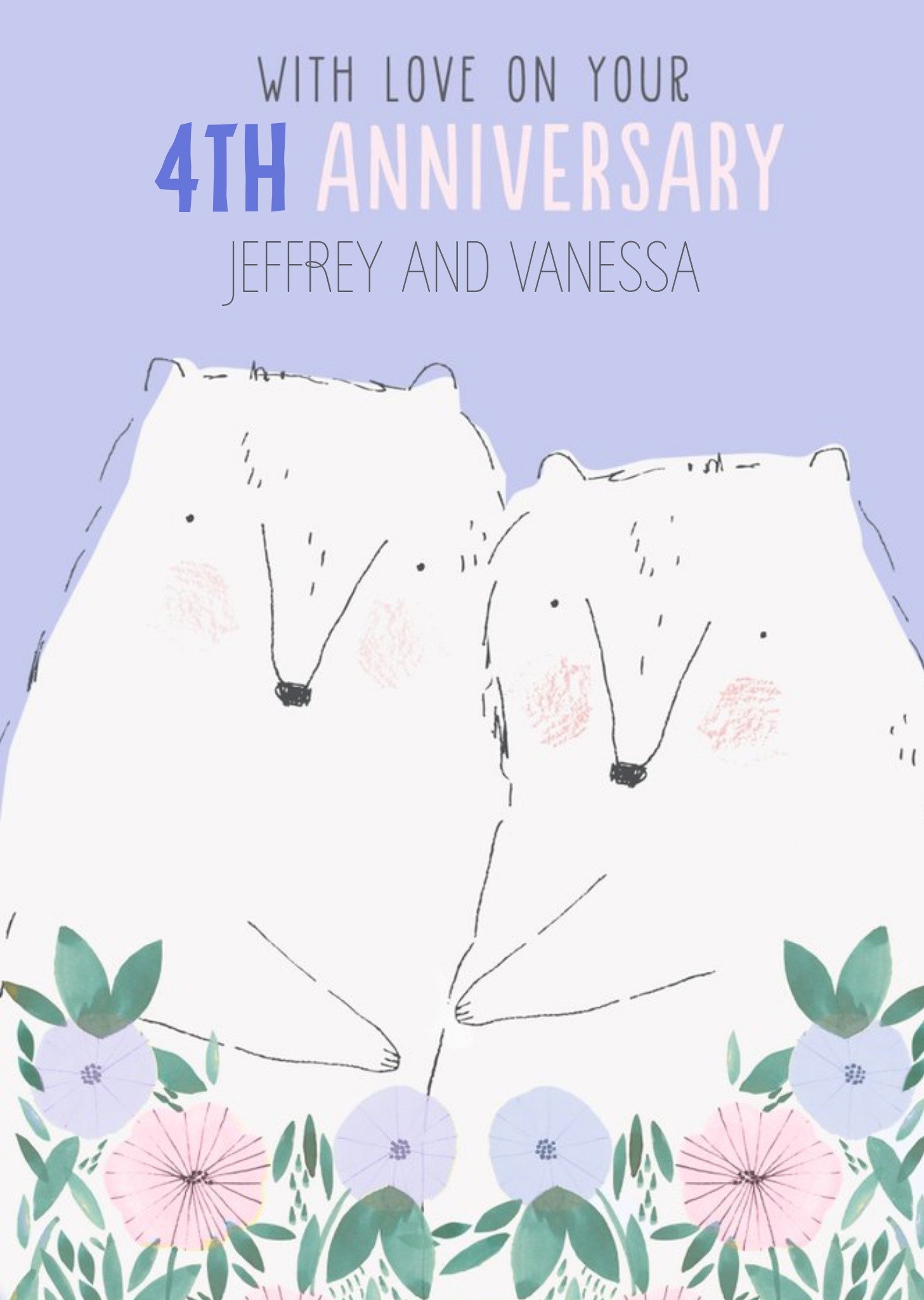 Moonpig Editable Cute Polar Bears Couple Anniversary Card Ecard