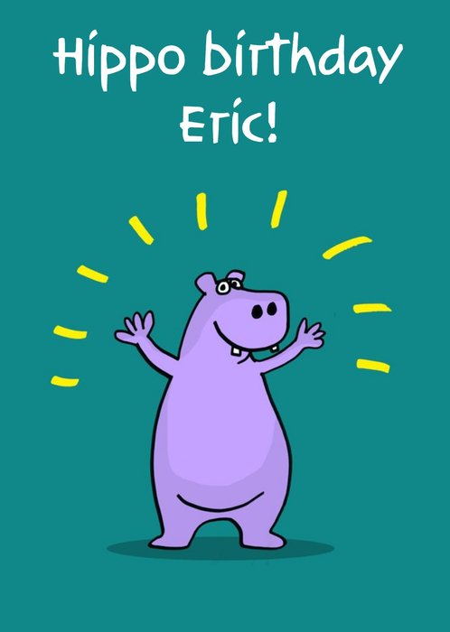 Hippo Birthday Personalised Happy Birthday Card