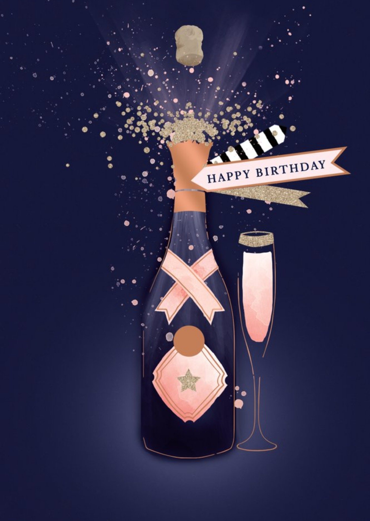 Friends Ukg Glass Celebrate Champagne Birthday Card, Large