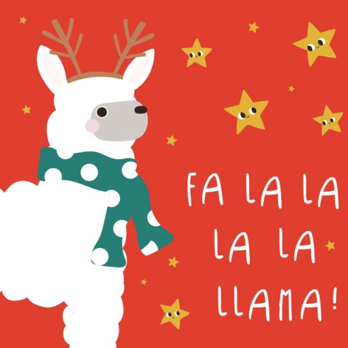 Cute Fa La La La Llama Christmas Card