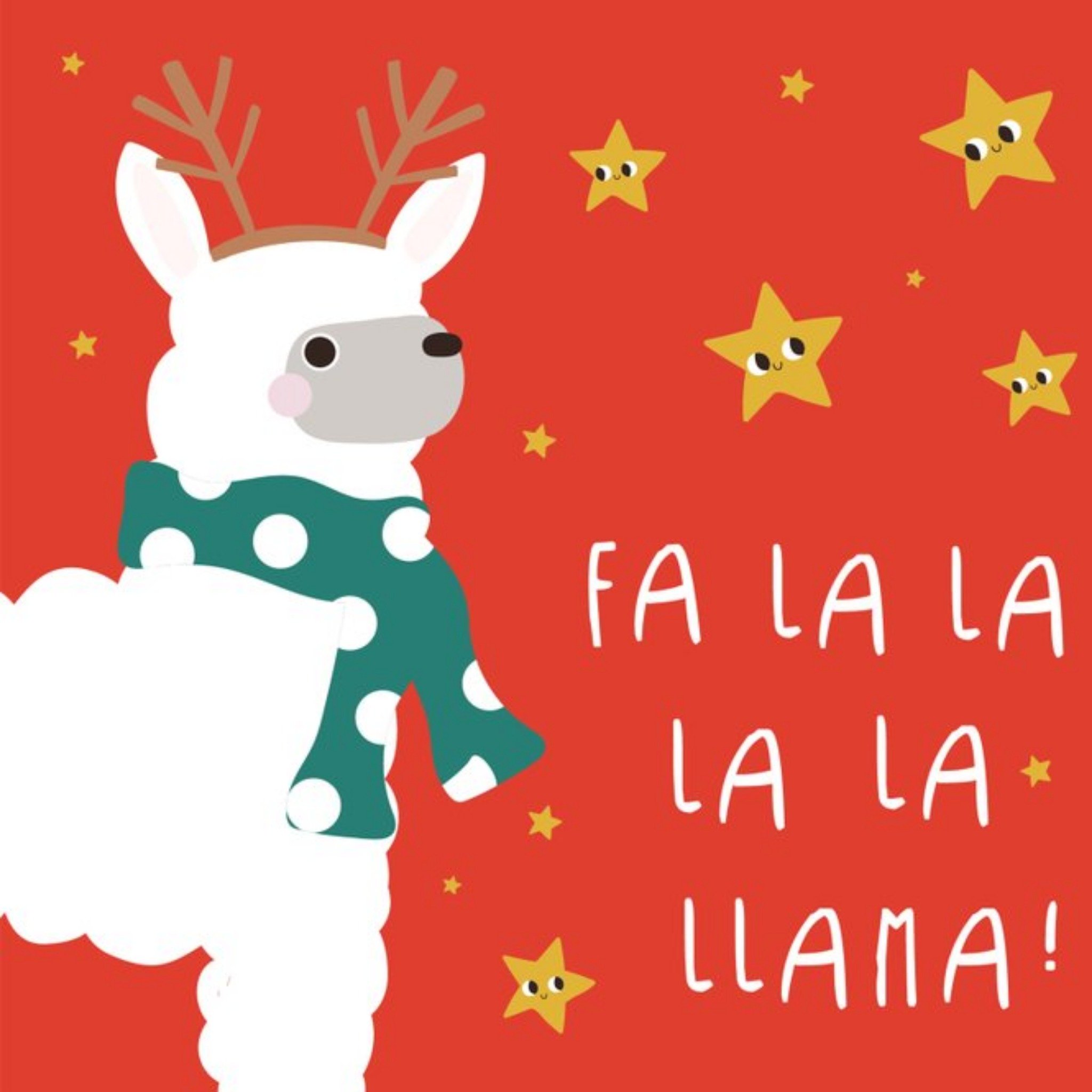 Cute Fa La La La Llama Christmas Card, Square