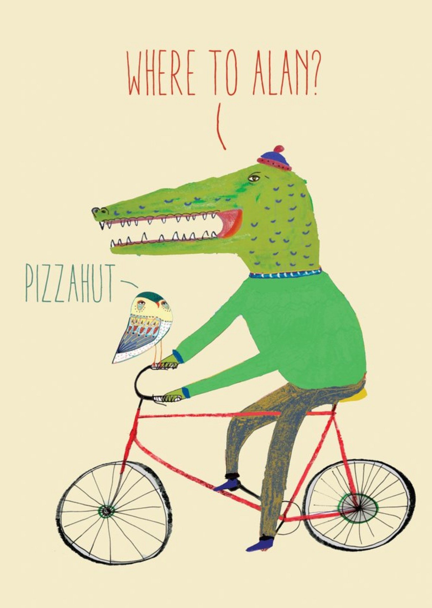 Brainbox Candy Funny Pizza Crocodile Bike Where To Alan Card Ecard