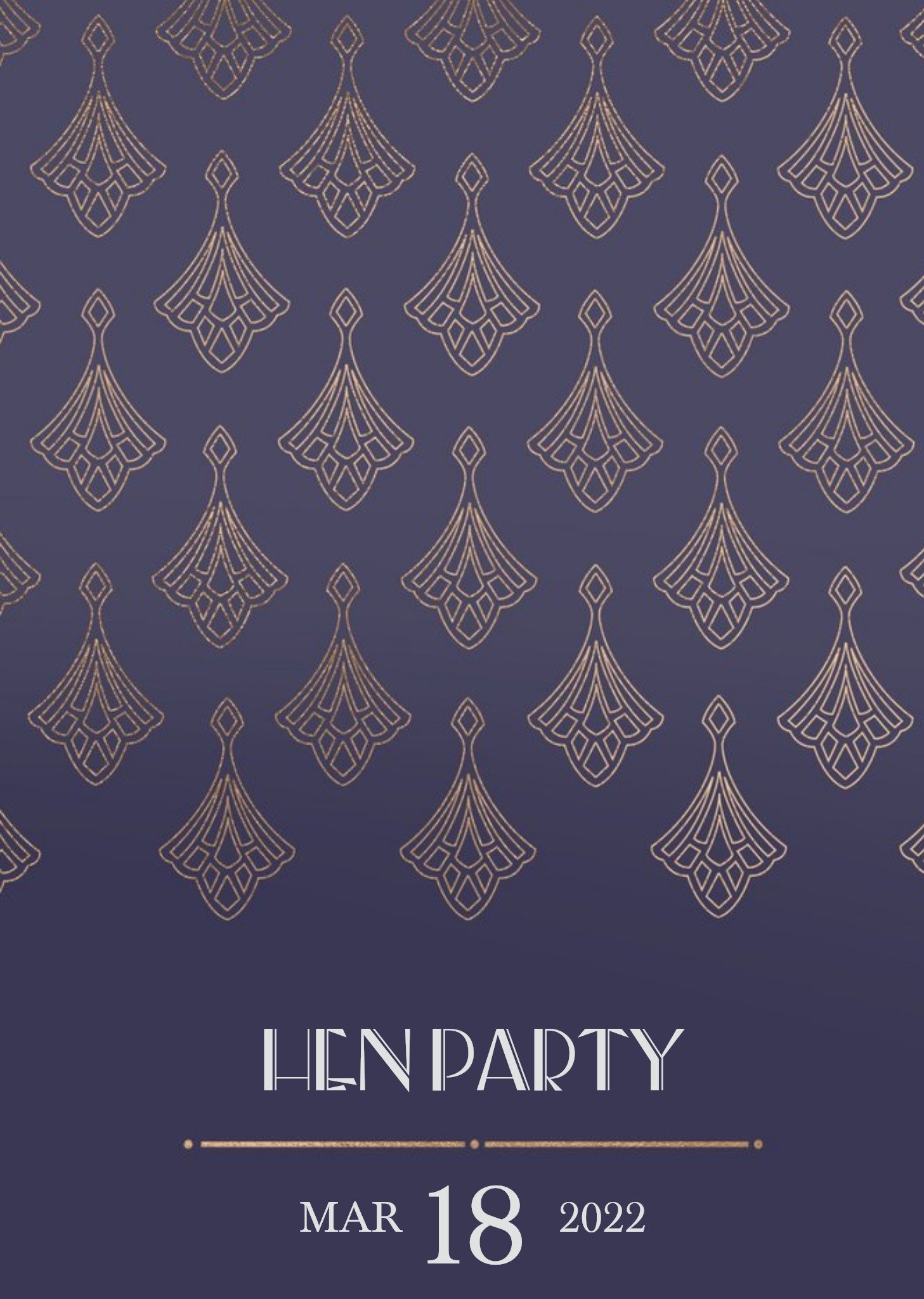 Moonpig Art Deco Geometric Pattern Wedding Hen Party Invitation, Standard Card