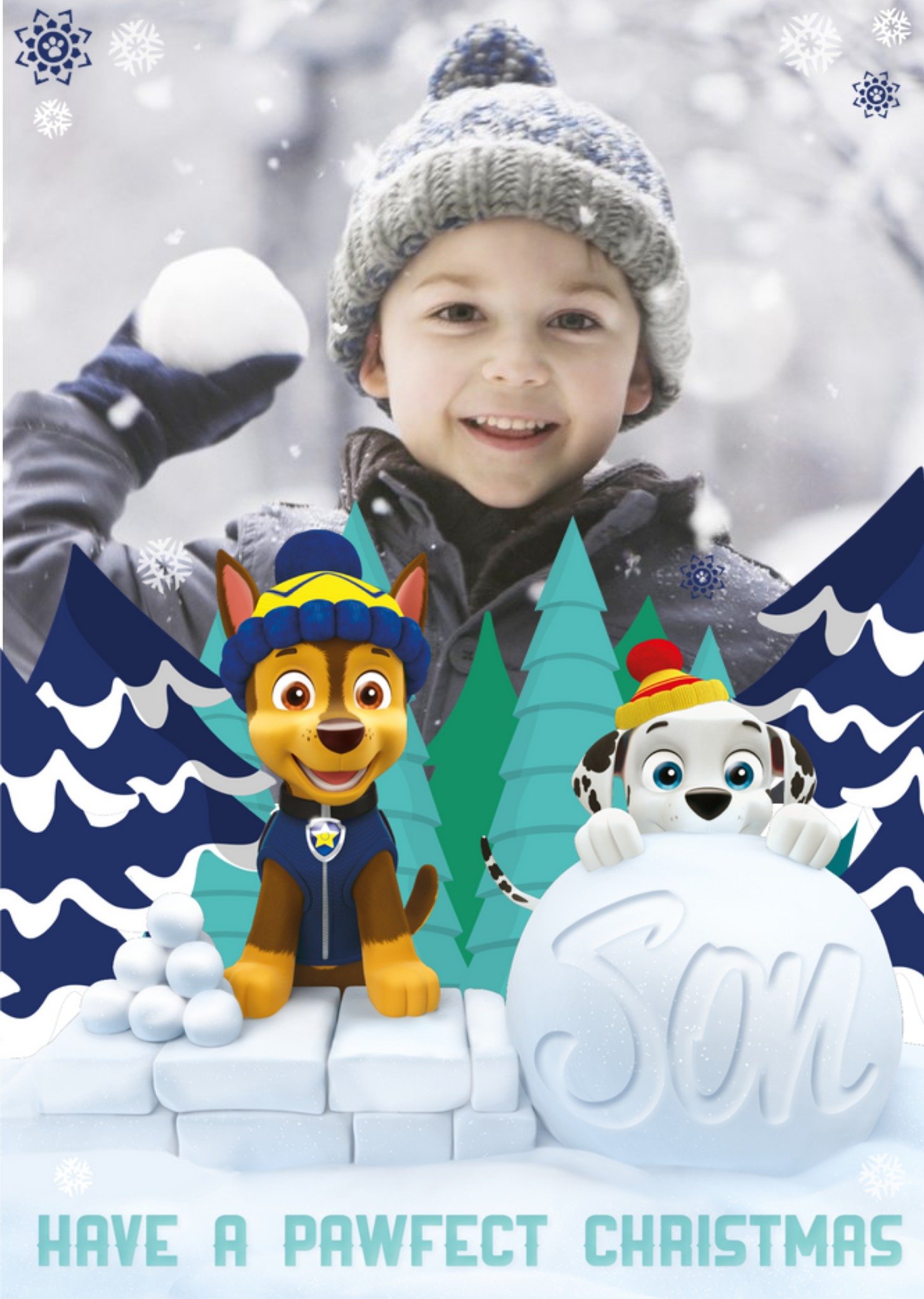 Paw Patrol Colour Me In Activity Photo Upload Boys Christmas Card Ecard