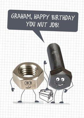 Cartoon You Nut Job Personalised Birthday Card