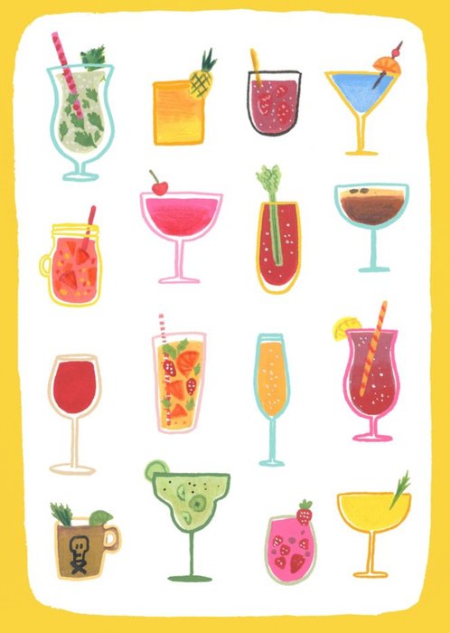 Cocktails Birthday Postcard