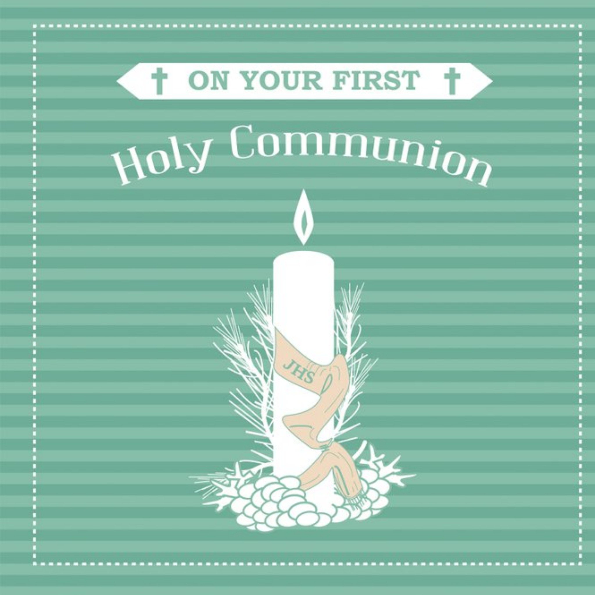Moonpig Davora Illustrated Candle First Holy Communion Card, Square