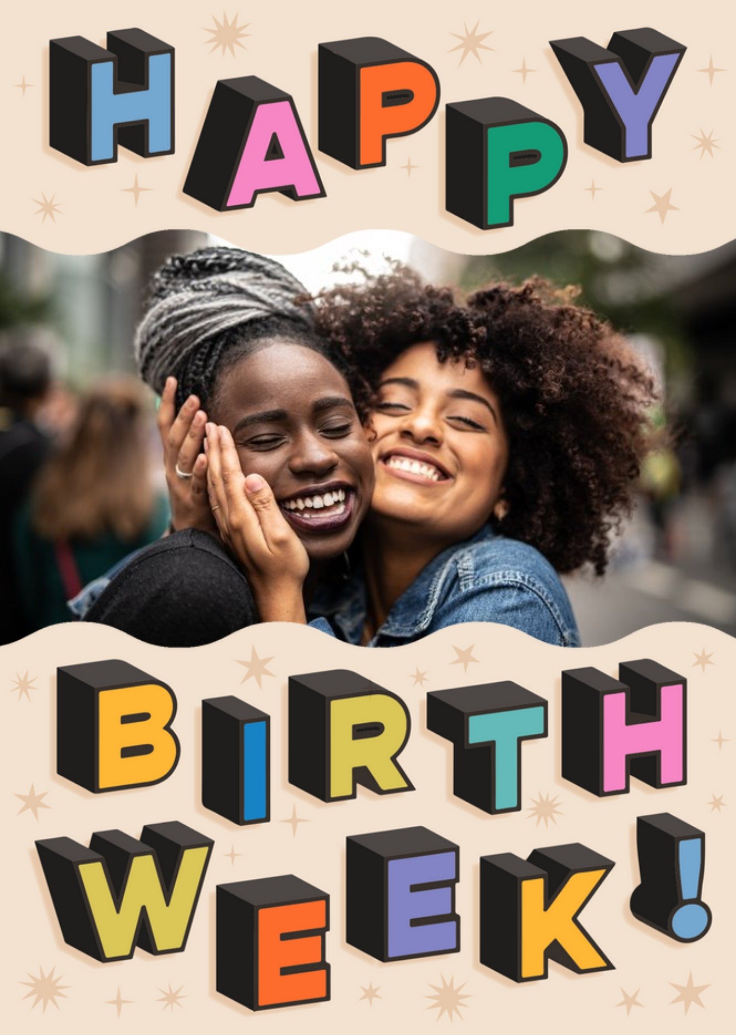Moonpig Fun Colourful Happy Birth Week Birthday Photo Upload Card Ecard