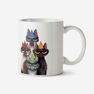 Folio Two Duplicate Illustrations Of Four Cats Wearing Party Hats Mug
