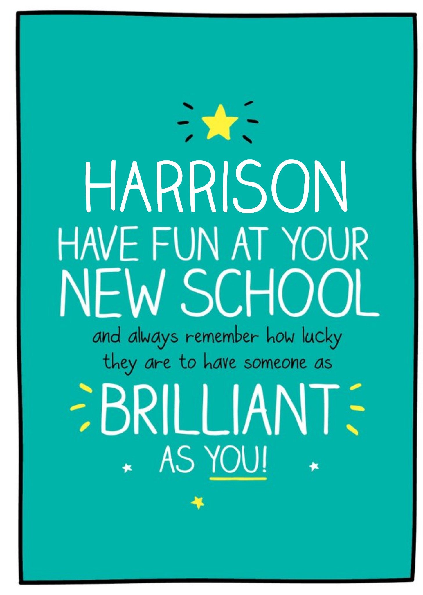 Moonpig Happy Jackson New School Star Hand Drawn Lettering Card Ecard