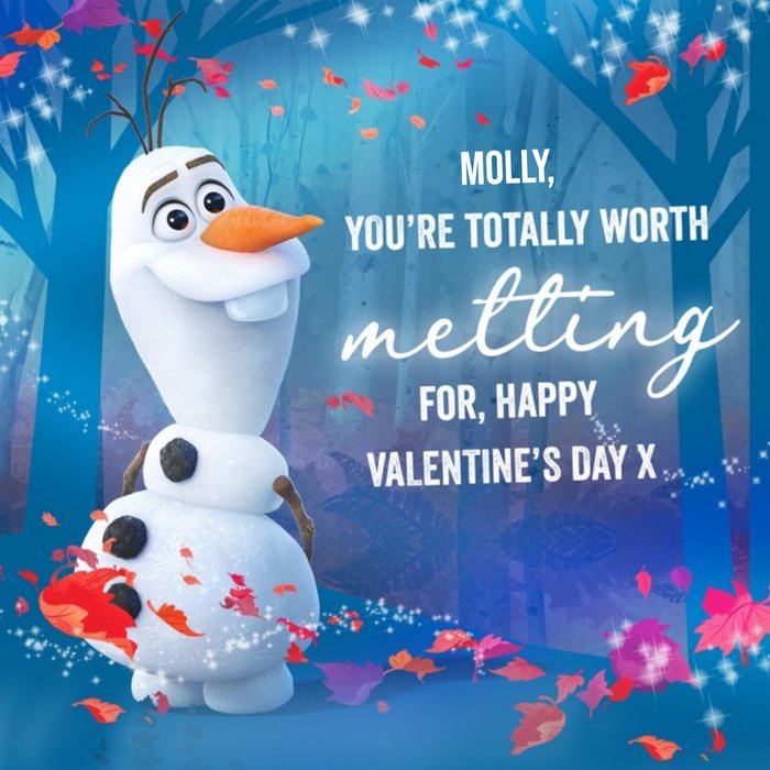 Disney Frozen 2 Olaf You're Worth Melting For Valentine's Day Card