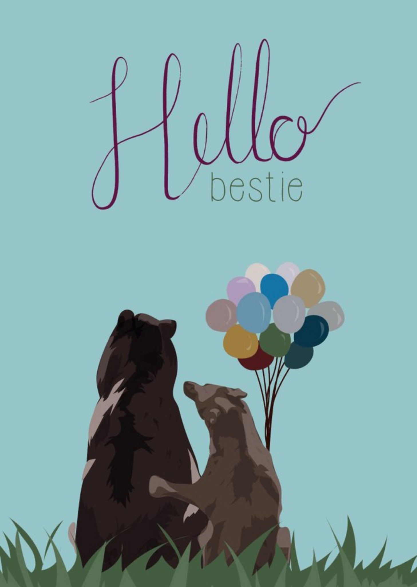 Illustrated Hello Bestie Card Ecard