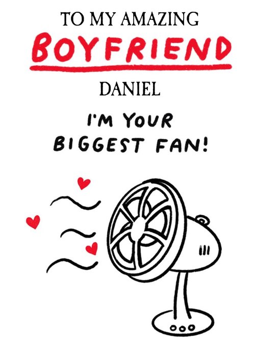 Illustration Of A Fan Humorous Boyfriend's Birthday Card