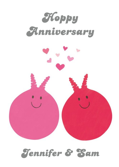Pink And Red Space Hopper Happy Anniversary Card