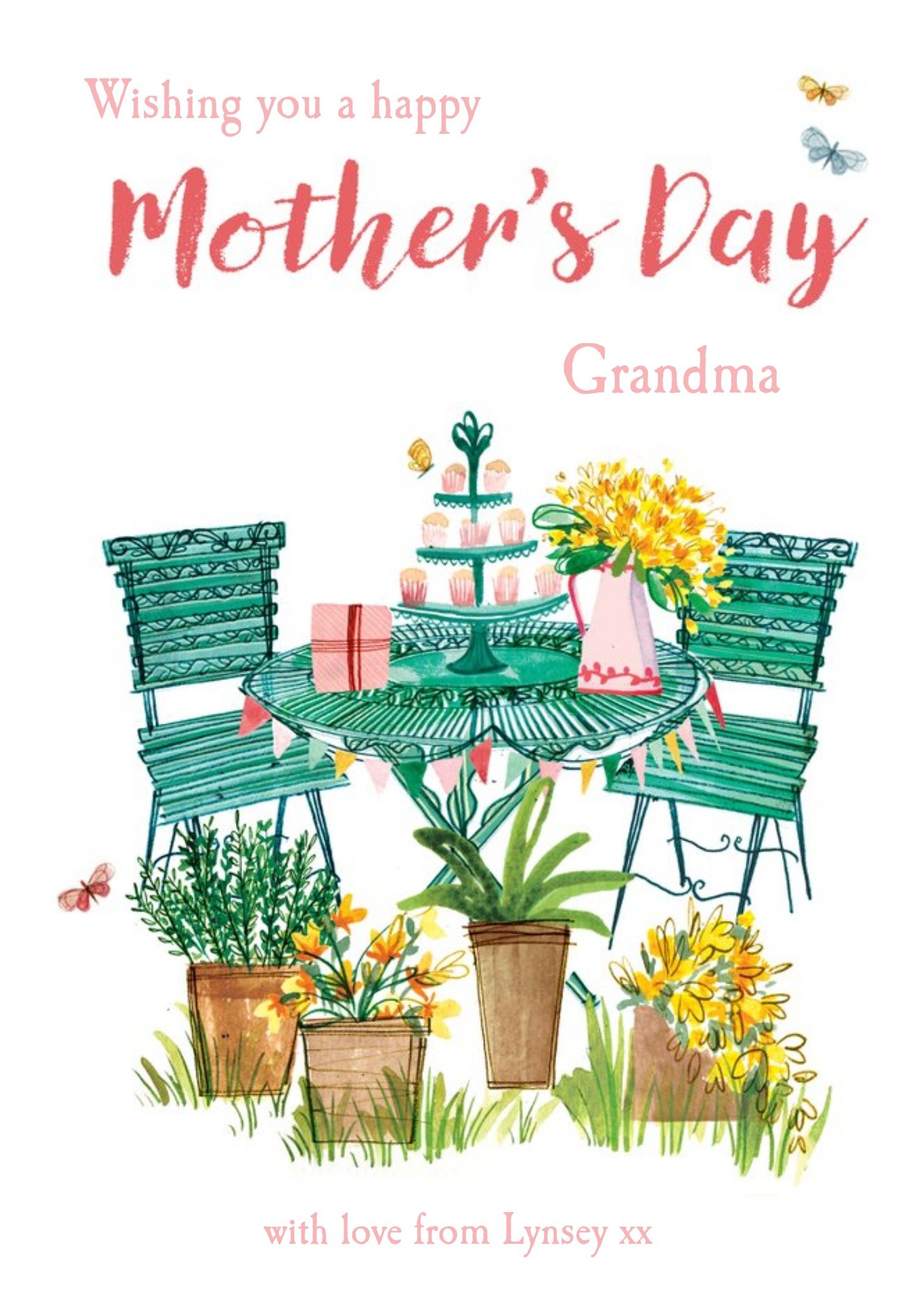 Mothertea In The Garden To My Grandma Personalised Mother's Day Card