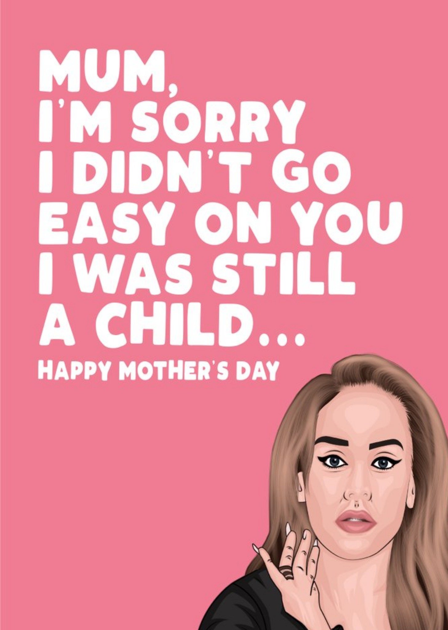 Illustration Of A World Famous Singer On A Pink Background Humourous Mother's Day Card