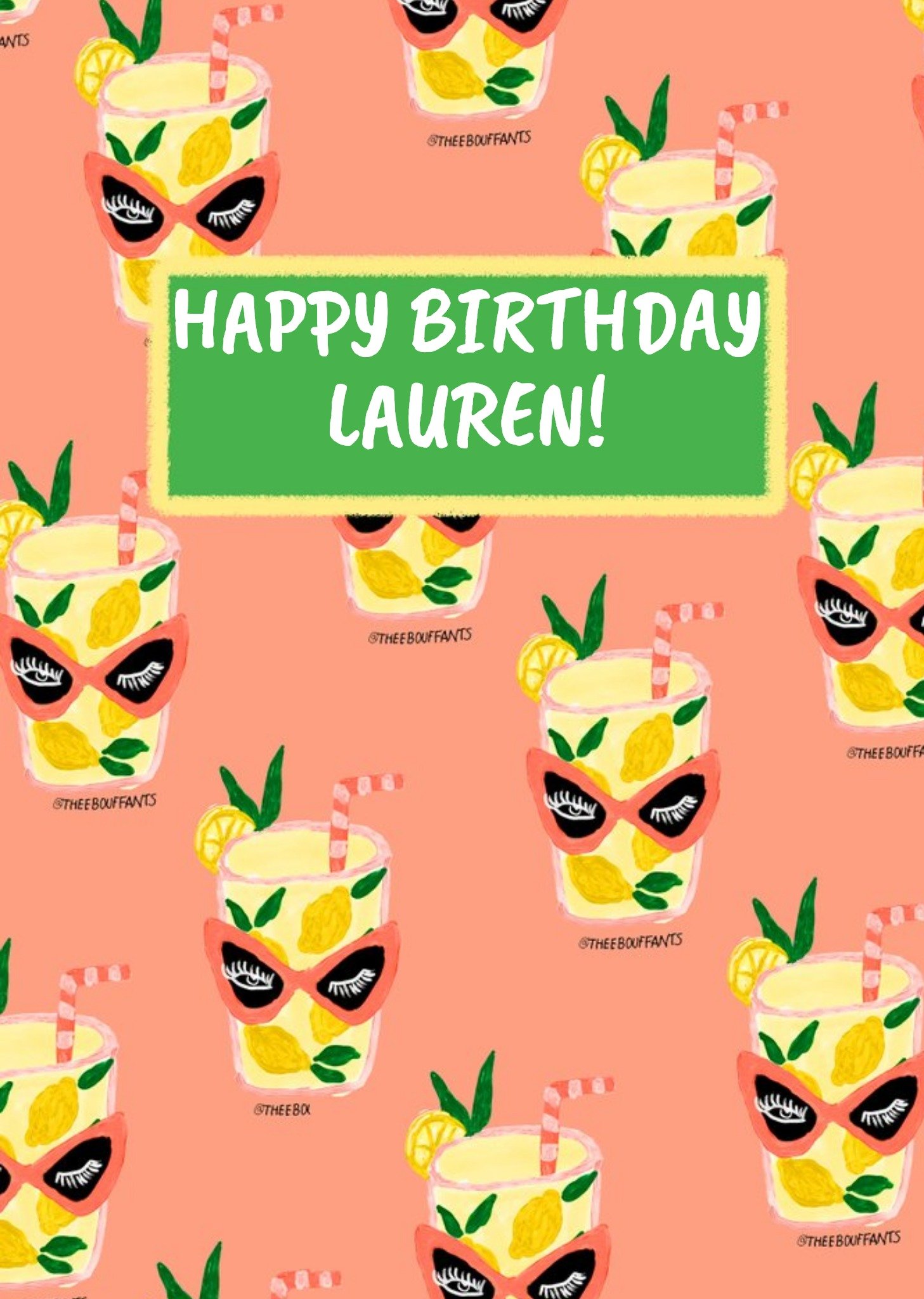 Lemonade Drink Patterend Personalised Birthday Card