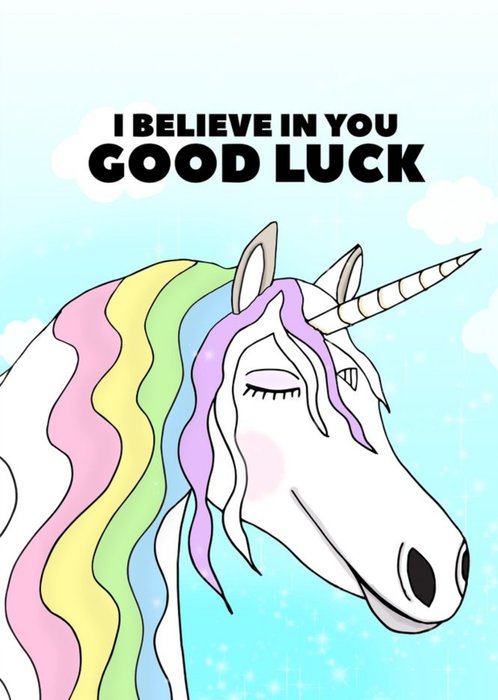 Pearl And Ivy Unicorn Cartoon Thoughtful Good Luck Card