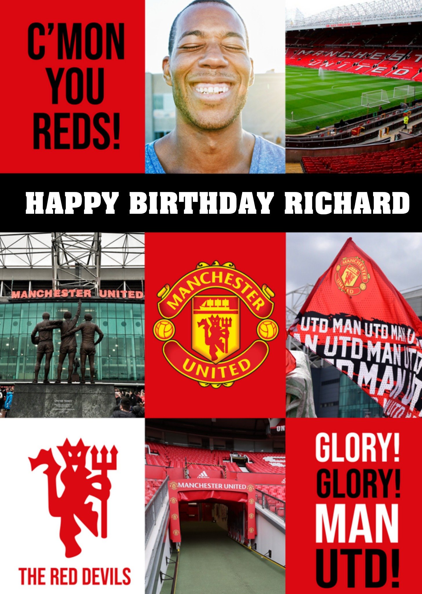 Manchester United Happy Birthday Glory Card, Large