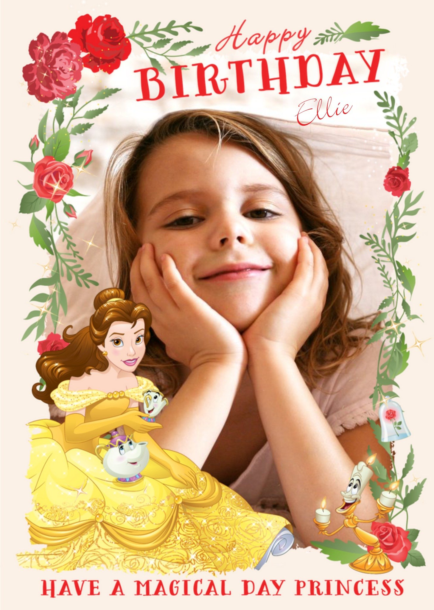 Disney Princesses Disney Princess Belle Happy Birthday Photo Card, Large
