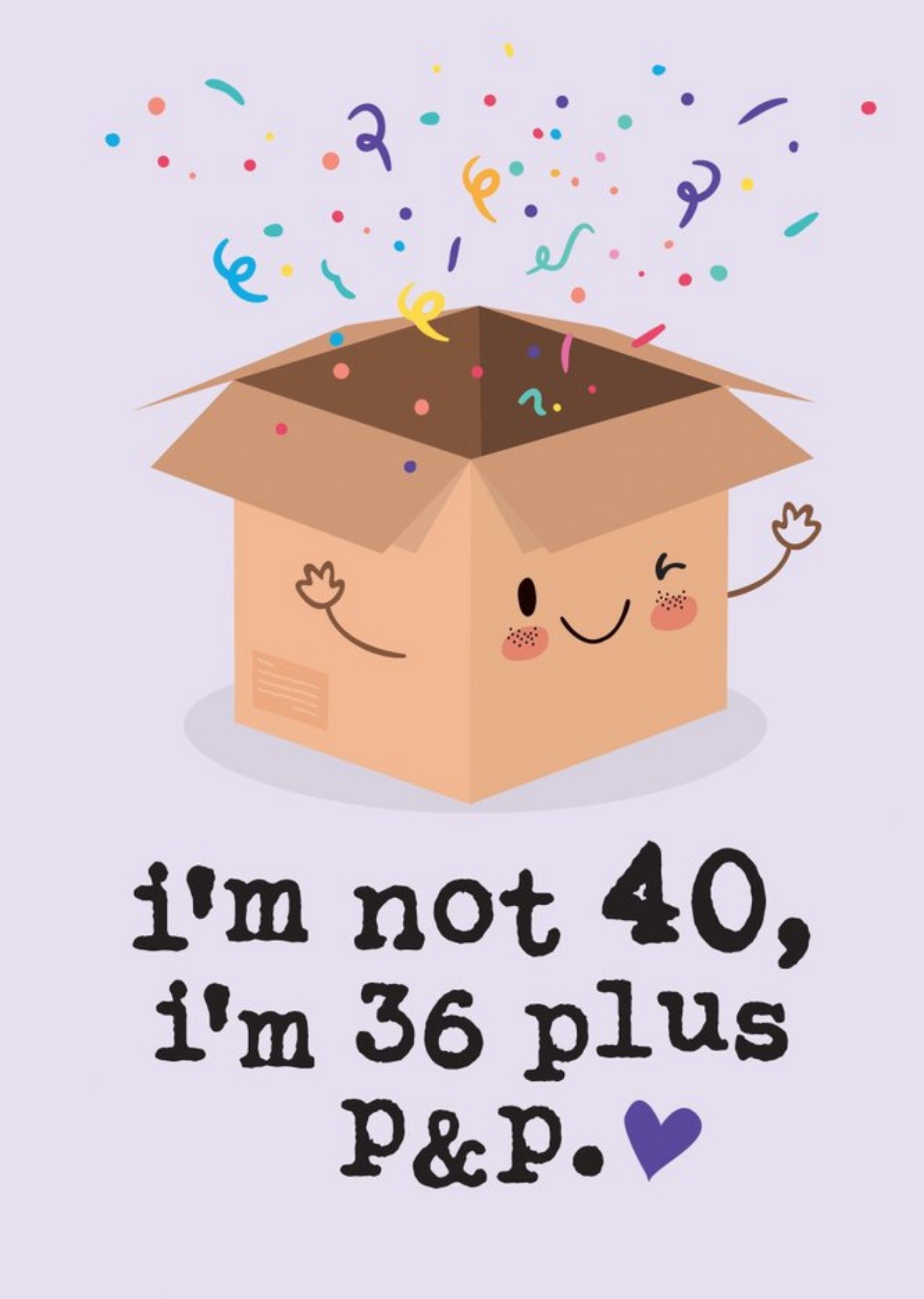 Moonpig Funny Cute Illustrated Cardboard Box 40th Birthday Card, Large