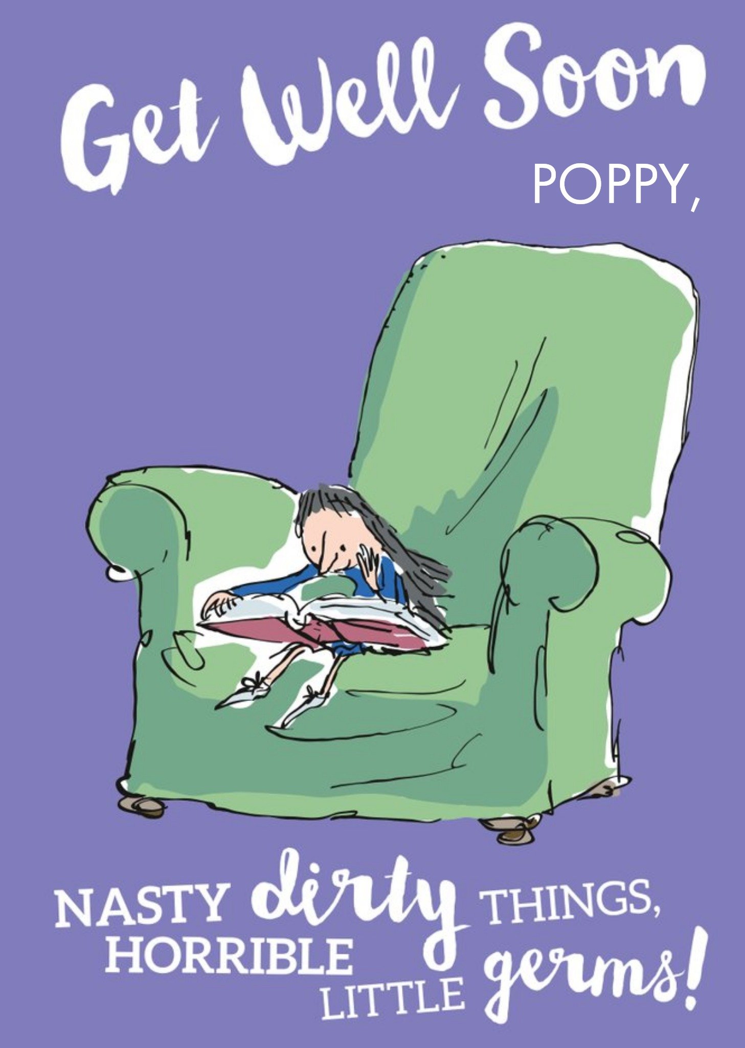 Other Roald Dahl Matilda Big Chair Personalised Get Well Soon Card