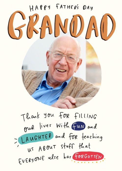 The Happy News Thanks For Teaching Us Grandad Father's Day Photo Card