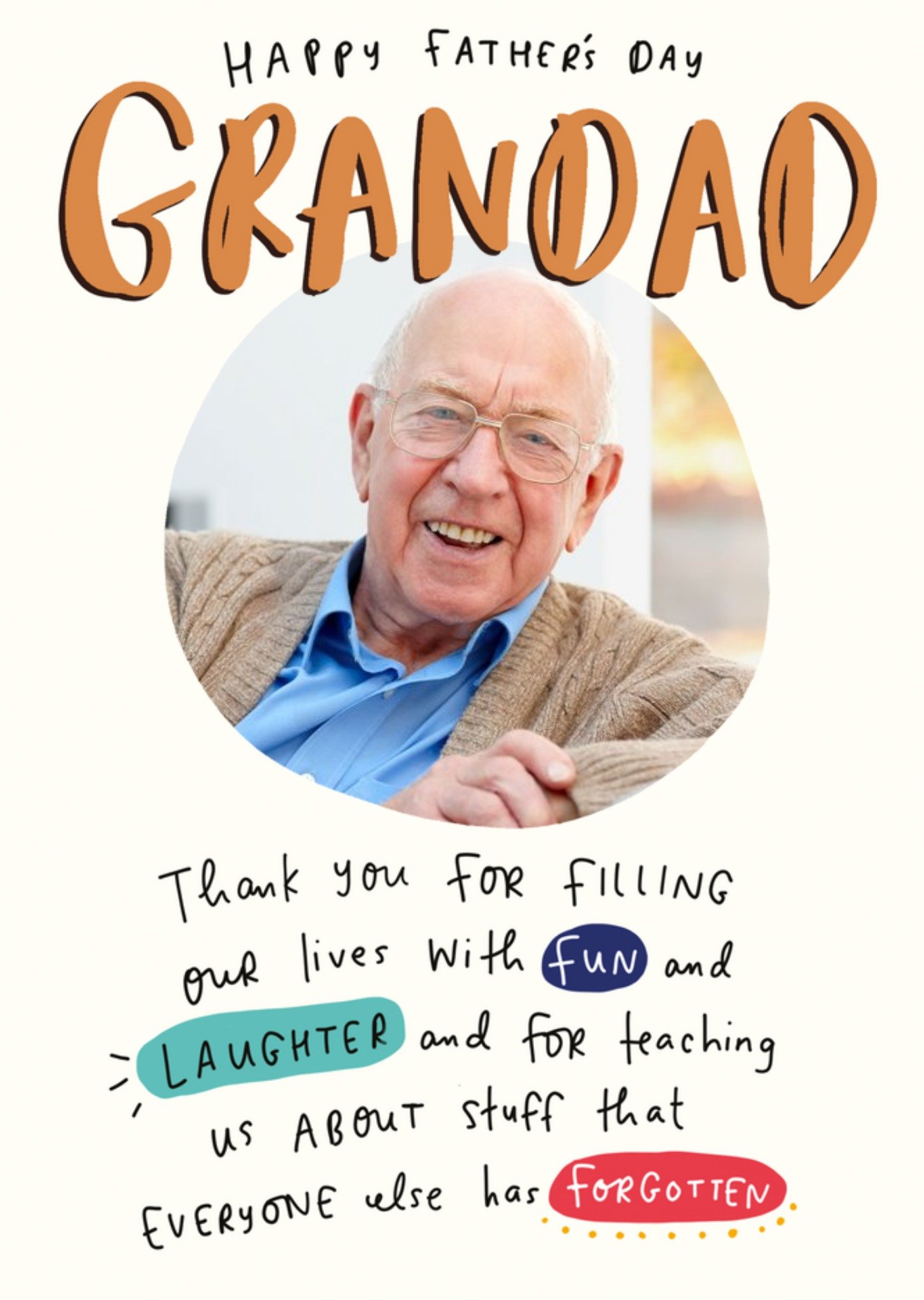 The Happy News Thanks For Teaching Us Grandad Father's Day Photo Card Ecard