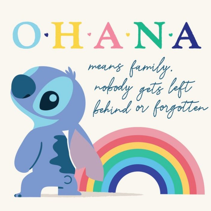 Disney Stitch Ohana Means Family Just a Note Card